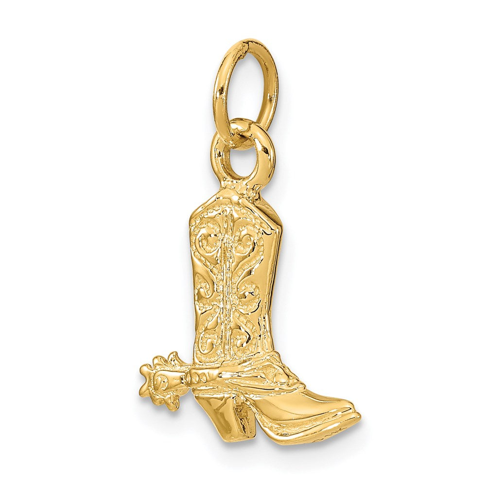 Gold Polished Western Cowboy Boot Pendant Necklace Model-D2928 - Charlie & Co. Jewelry