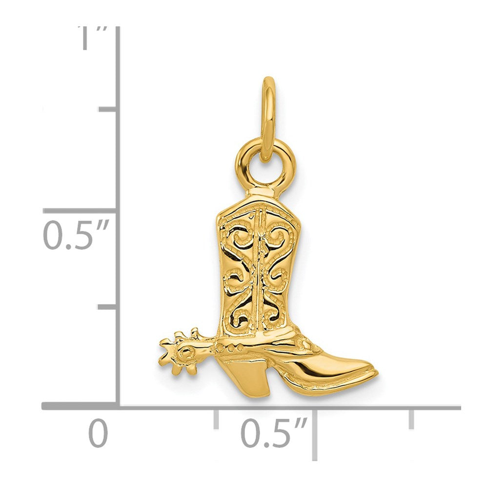 Gold Polished Western Cowboy Boot Pendant Necklace Model-D2928 - Charlie & Co. Jewelry