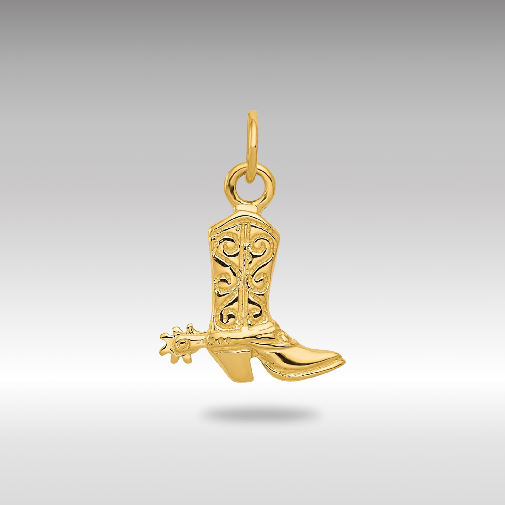 Gold Polished Western Cowboy Boot Pendant Necklace Model-D2928 - Charlie & Co. Jewelry