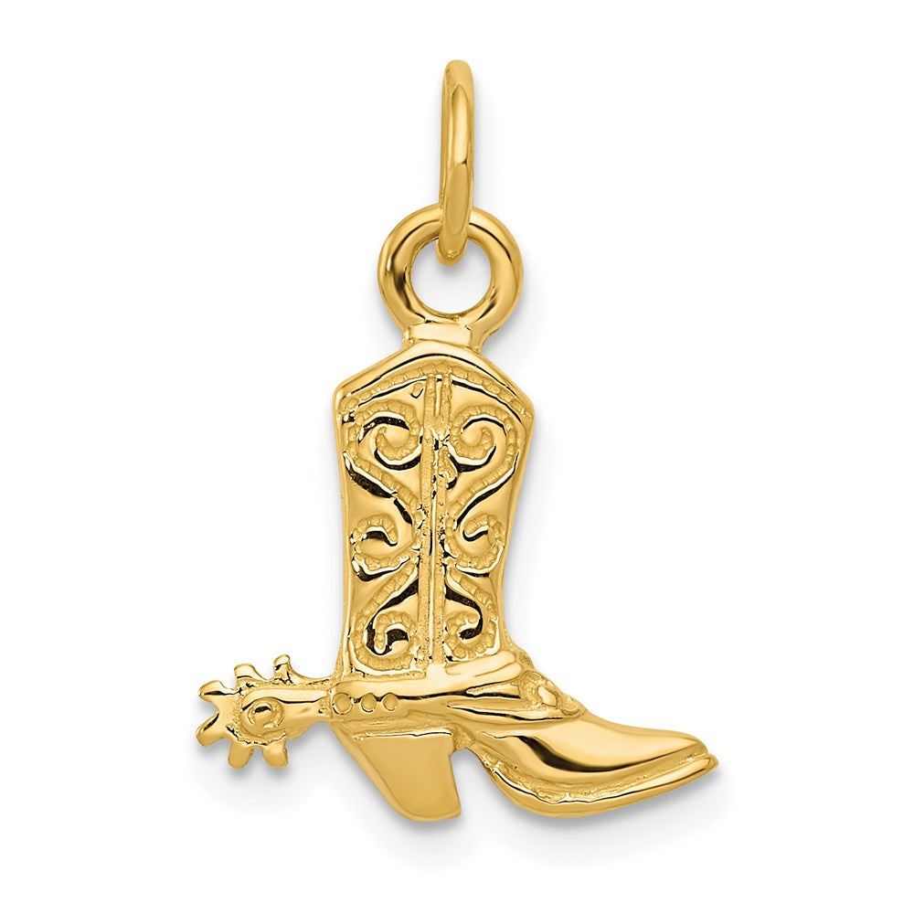 Gold Polished Western Cowboy Boot Pendant Necklace Model-D2928 - Charlie & Co. Jewelry