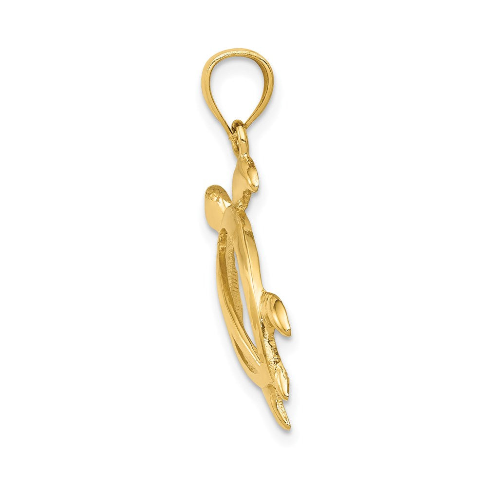 Gold Large Open Design Turtle Pendant Model-D3436 - Charlie & Co. Jewelry