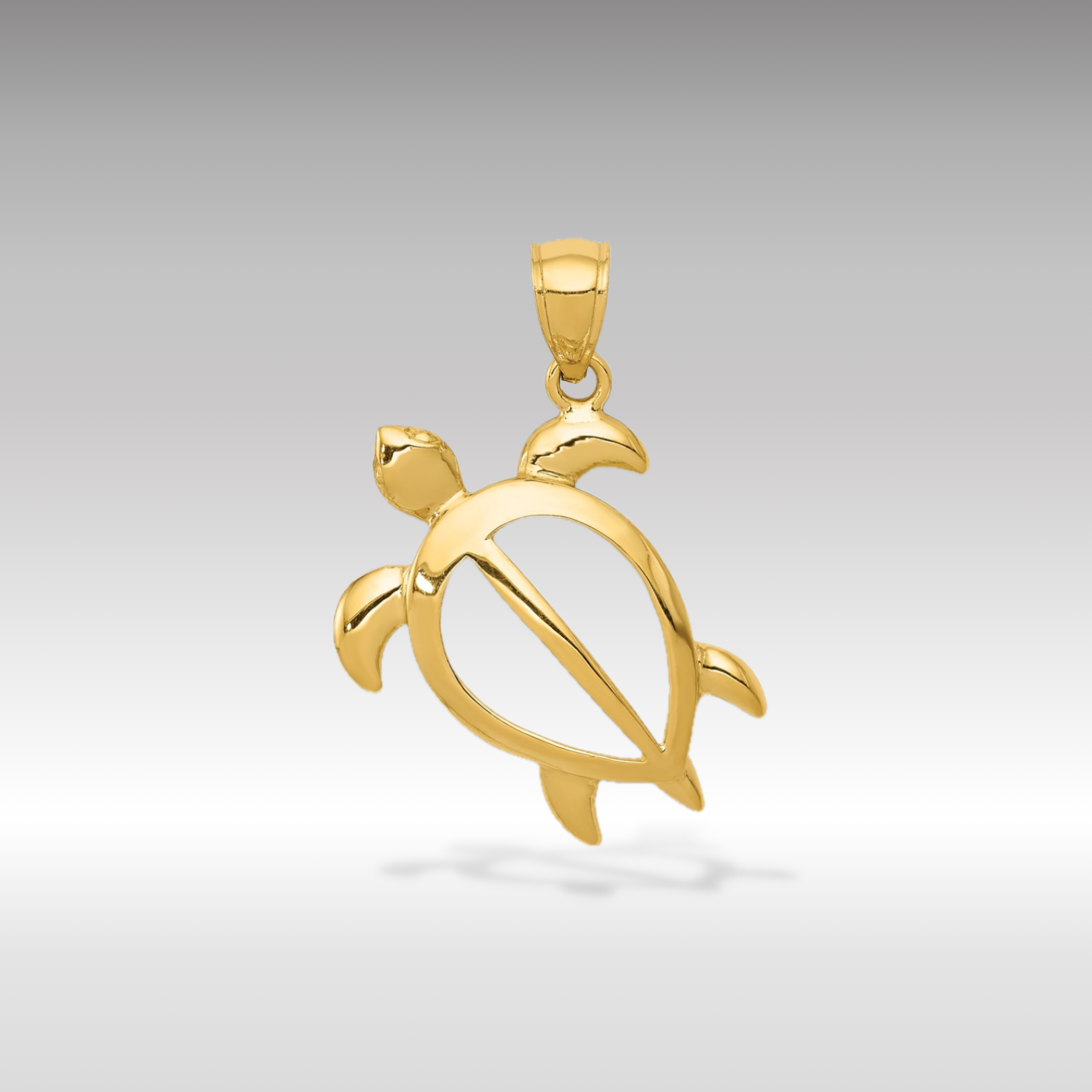14K Gold Large Open Design Turtle Pendant - Charlie & Co. Jewelry
