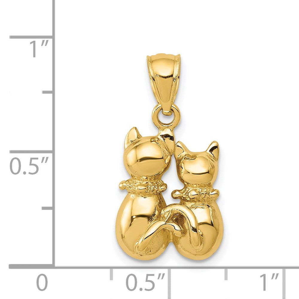 14k Gold Polished Cat Necklace Pendant - Charlie & Co. Jewelry