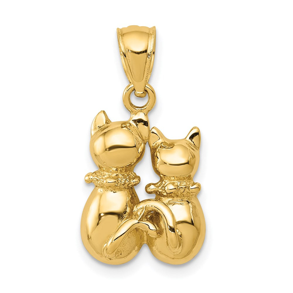 14k Gold Polished Cat Necklace Pendant - Charlie & Co. Jewelry