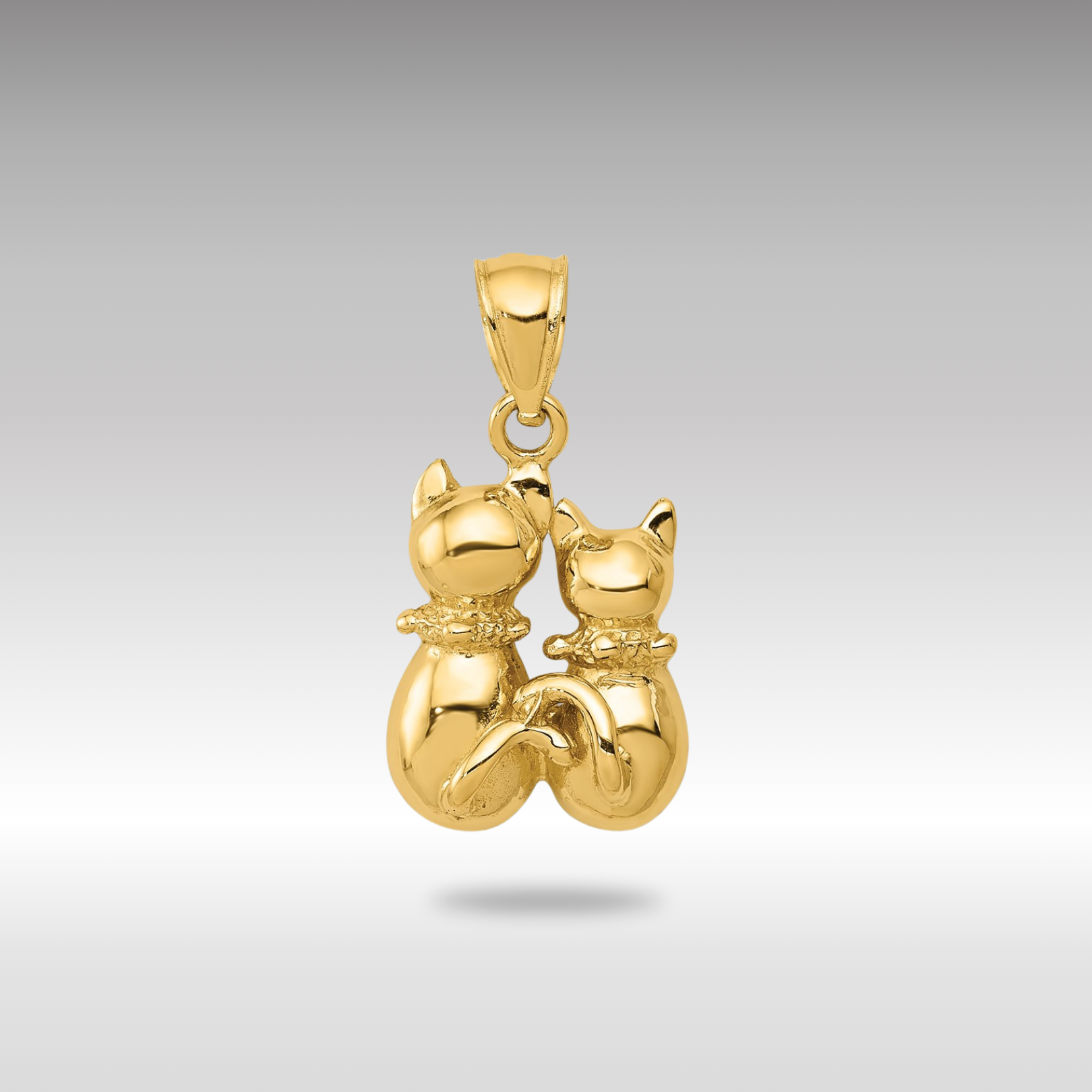 Gold Polished Cat Necklace Pendant - Charlie & Co. Jewelry