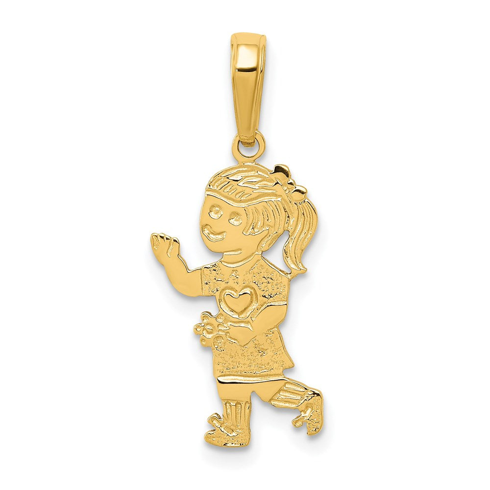 Charlie & Co Jewelry | 14k Little Girl Walking With Flowers Pendant - Model D3993