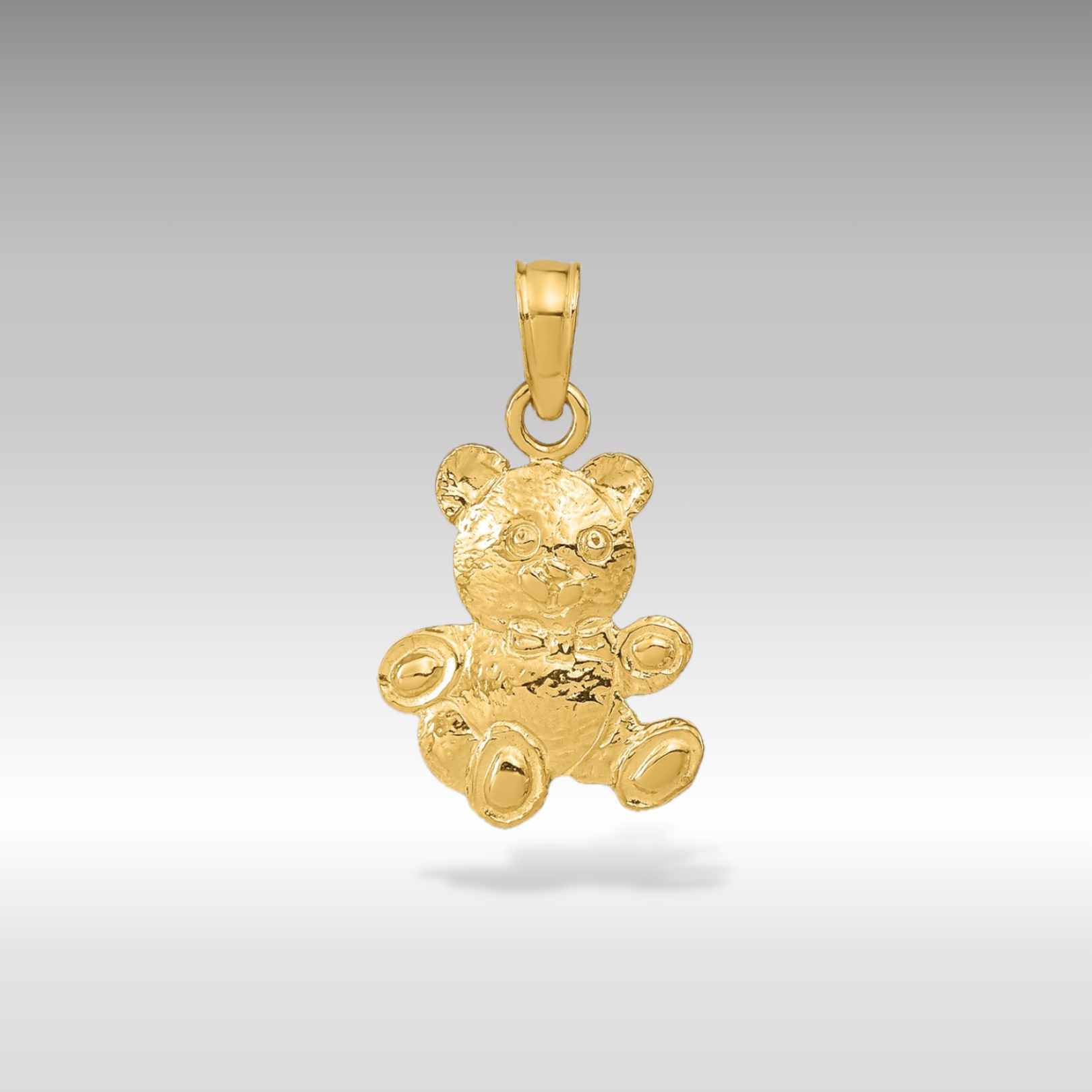 14K Gold Textured Teddy Bear Pendant - Charlie & Co. Jewelry