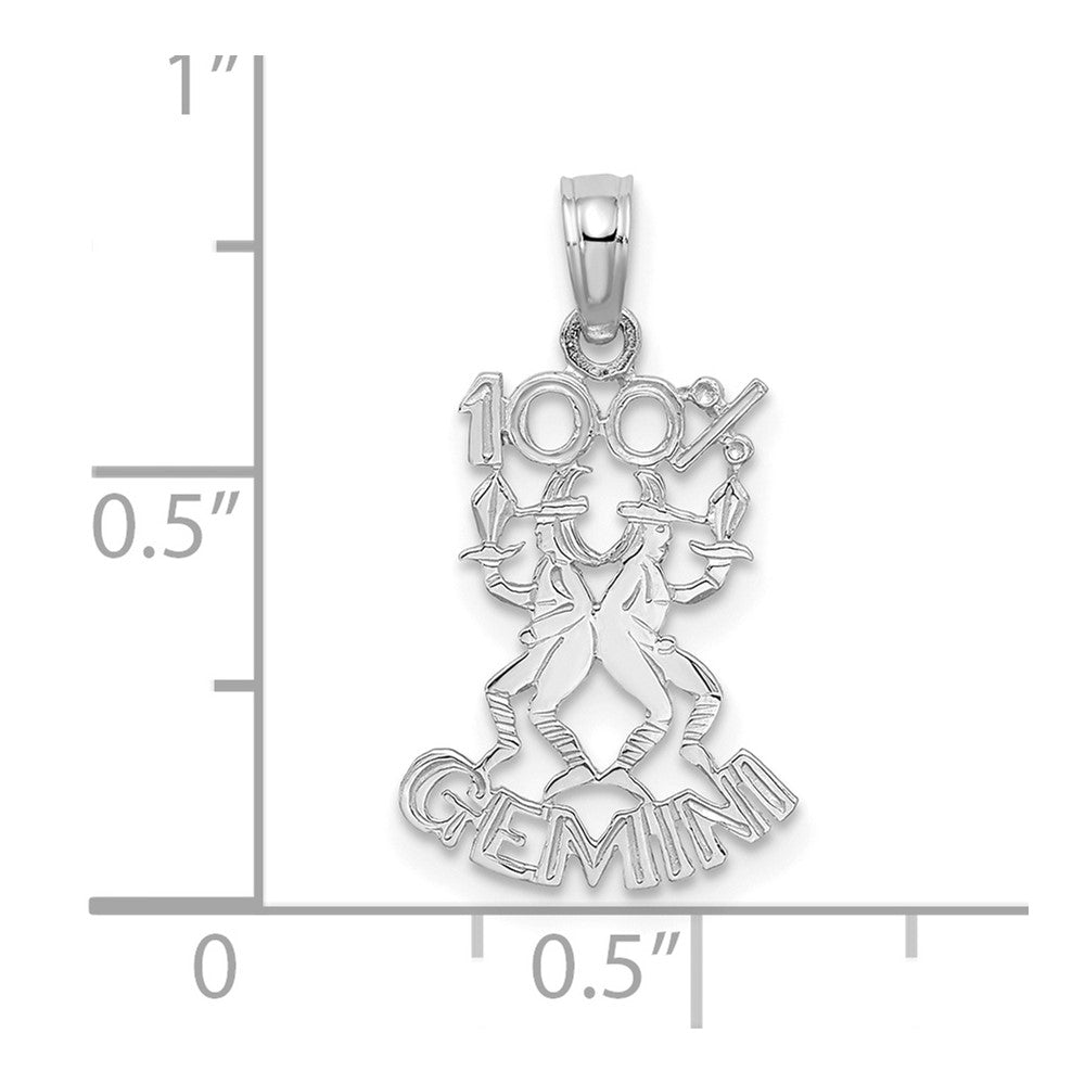 White Gold 100% GEMINI Twin Small Zodiac Charm Model-D4056W - Charlie & Co. Jewelry