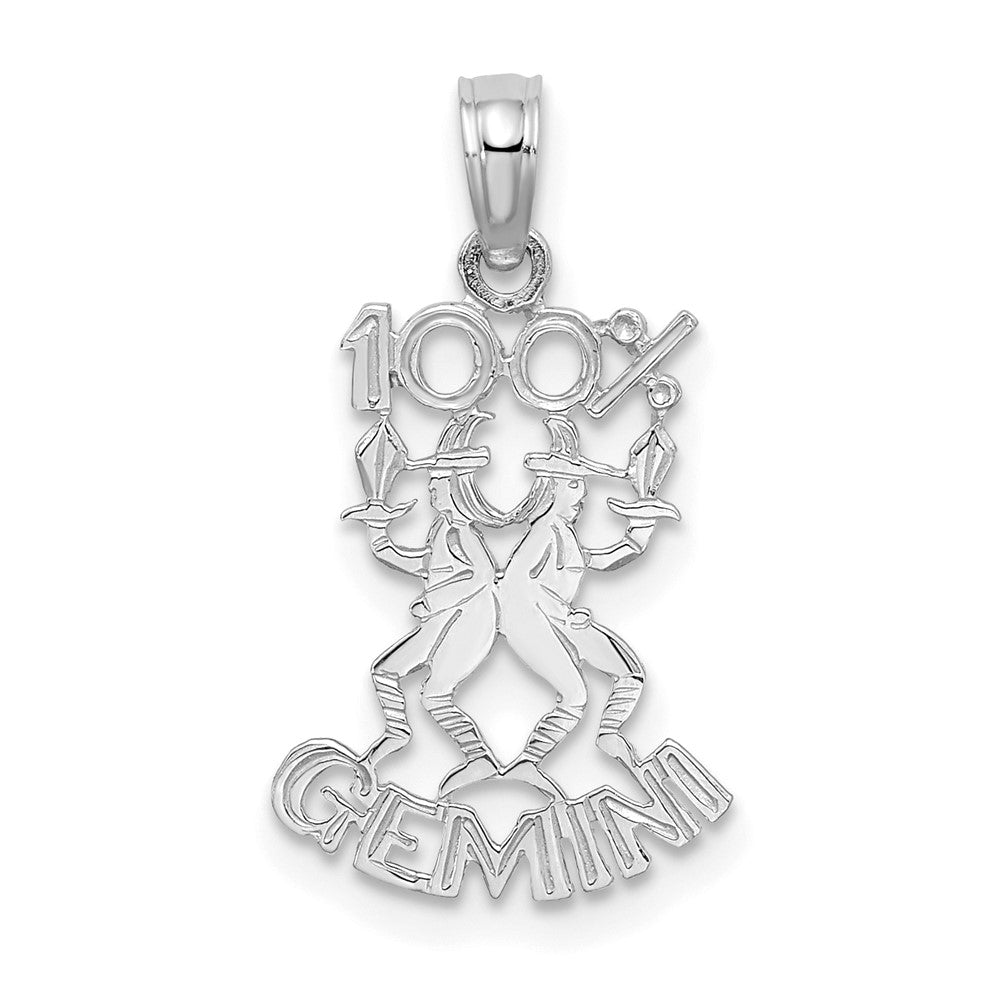 White Gold 100% GEMINI Twin Small Zodiac Charm Model-D4056W - Charlie & Co. Jewelry