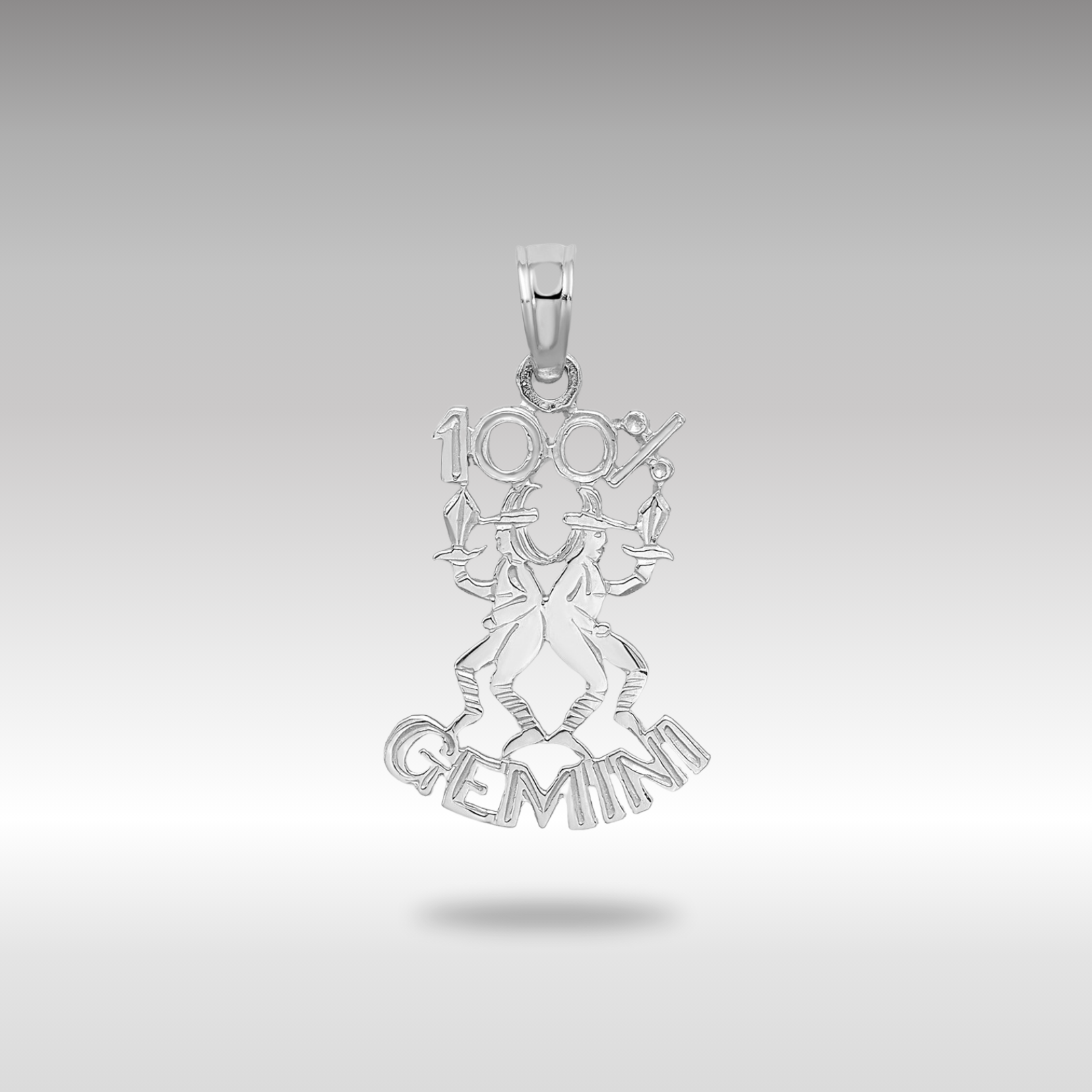 White Gold 100% GEMINI Twin Small Zodiac Charm Model-D4056W - Charlie & Co. Jewelry