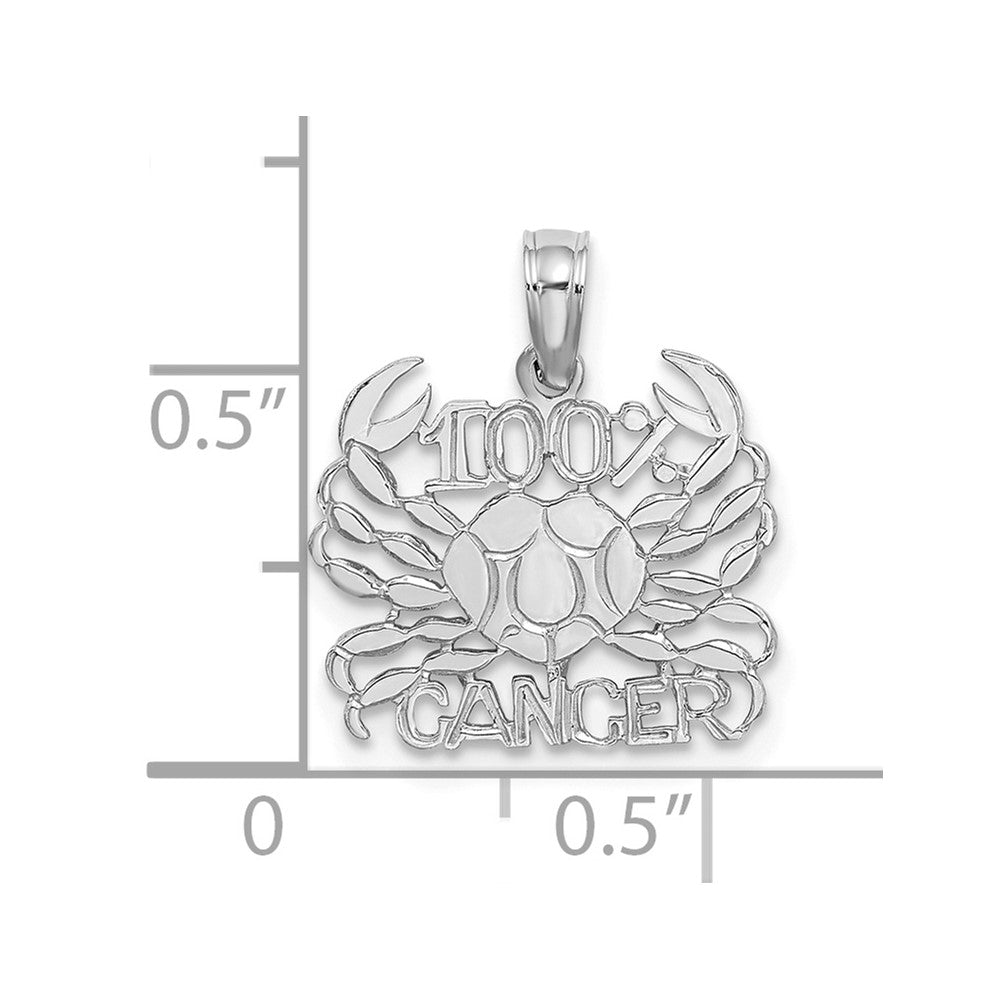 White Gold 100% CANCER Small Zodiac Charm Model-D4057W - Charlie & Co. Jewelry