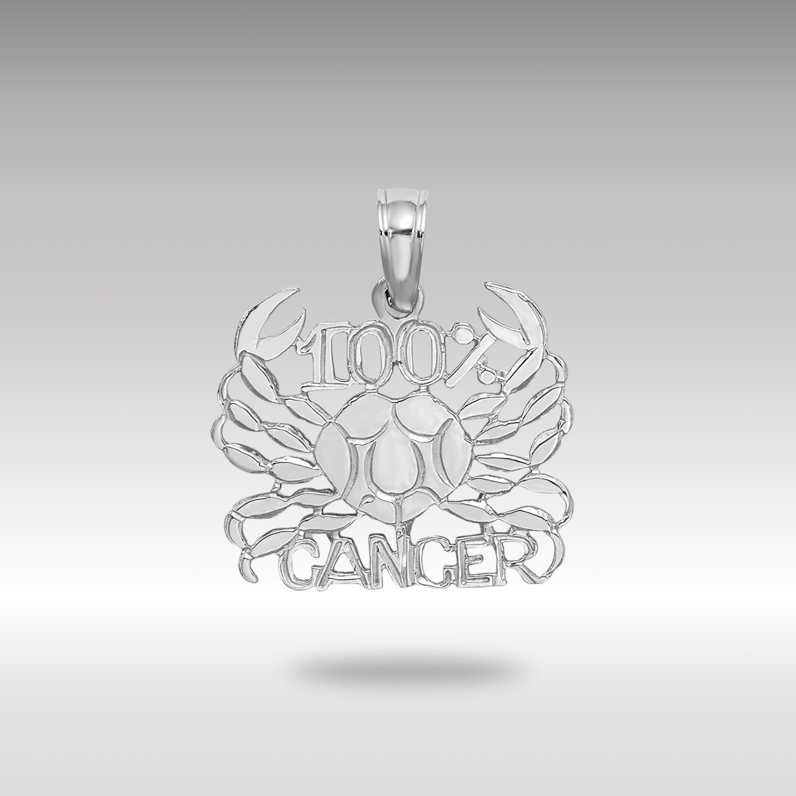 White Gold 100% CANCER Small Zodiac Charm Model-D4057W - Charlie & Co. Jewelry