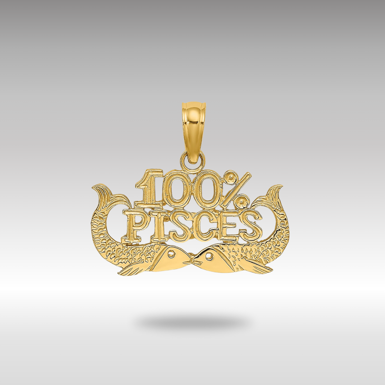 Gold 100% PISCES Small Zodiac Charm Model-D4065 - Charlie & Co. Jewelry