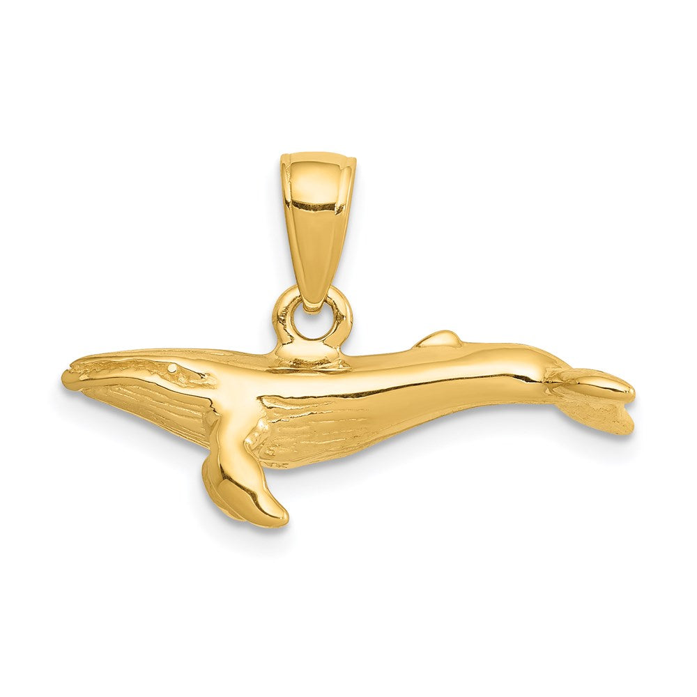 14K Gold 3D Humpback Whale Pendant - Charlie & Co. Jewelry