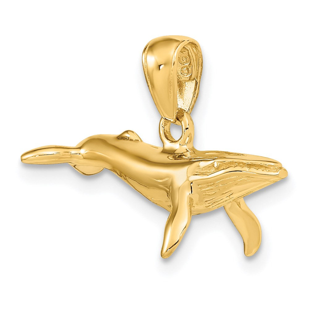 14K Gold 3D Humpback Whale Pendant - Charlie & Co. Jewelry