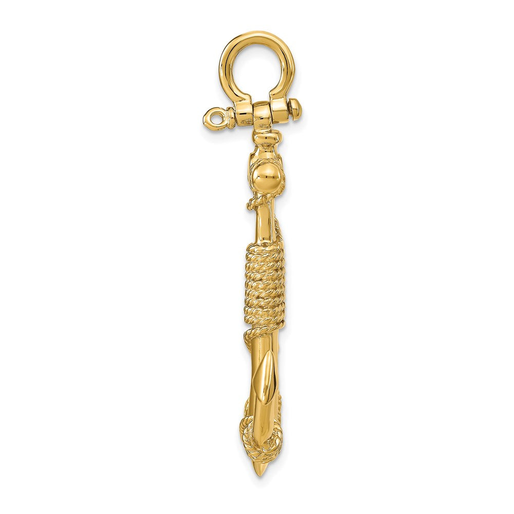 Charlie & Co Jewelry | 14k 3-d Solid Anchor With Rope Pendant - Model D4166