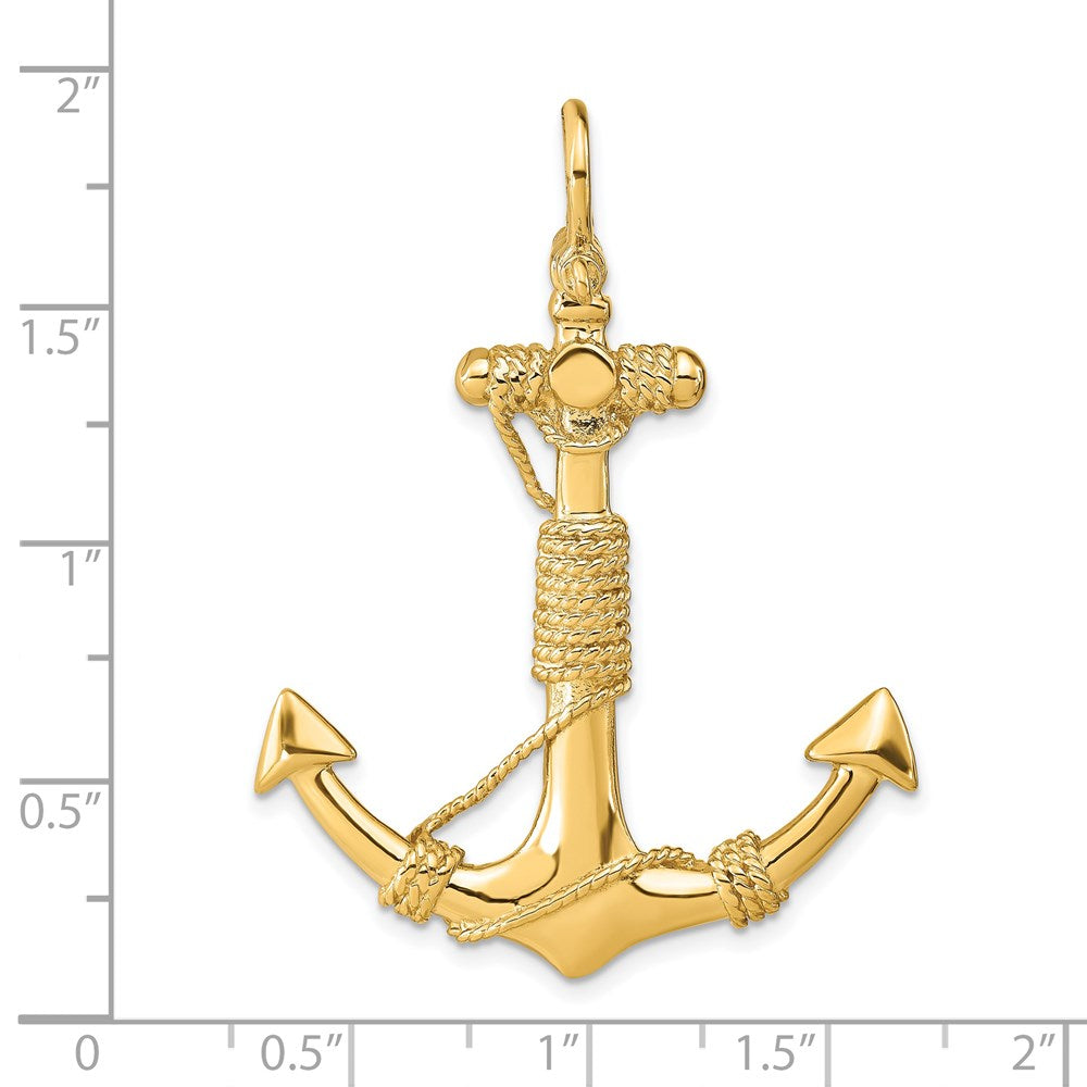 Charlie & Co Jewelry | 14k 3-d Solid Anchor With Rope Pendant - Model D4166