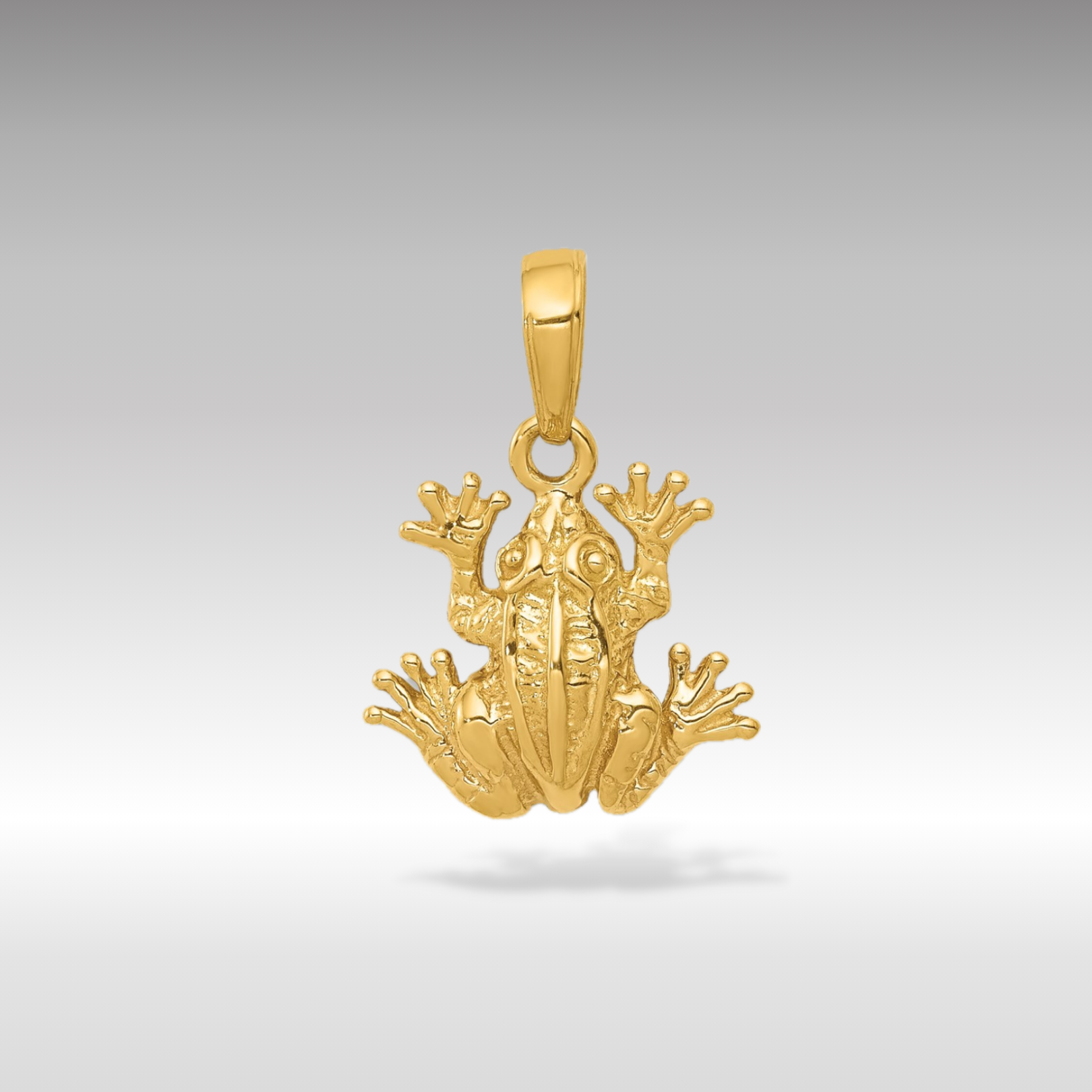 14K Gold Frog Pendant Textured Amphibian Charm Model D4217