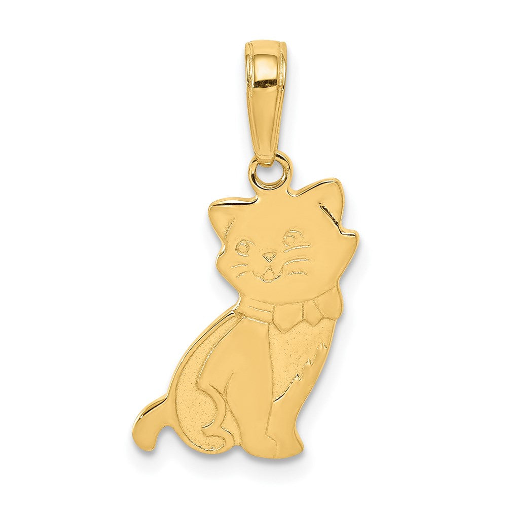 Gold Sitting Cat Pendant Necklace - Model D4239 - Charlie & Co. Jewelry
