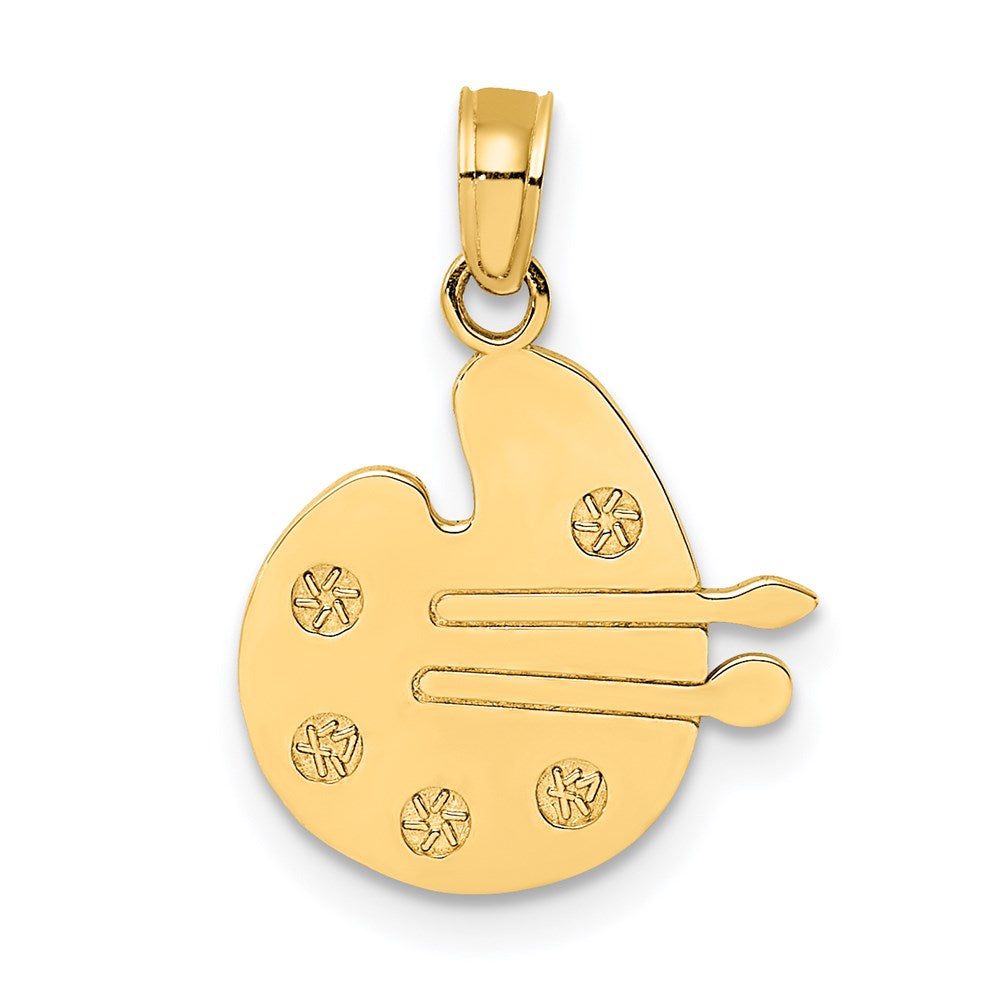 14K Gold Paint Pallet and Brushes Necklace Charm - Charlie & Co. Jewelry