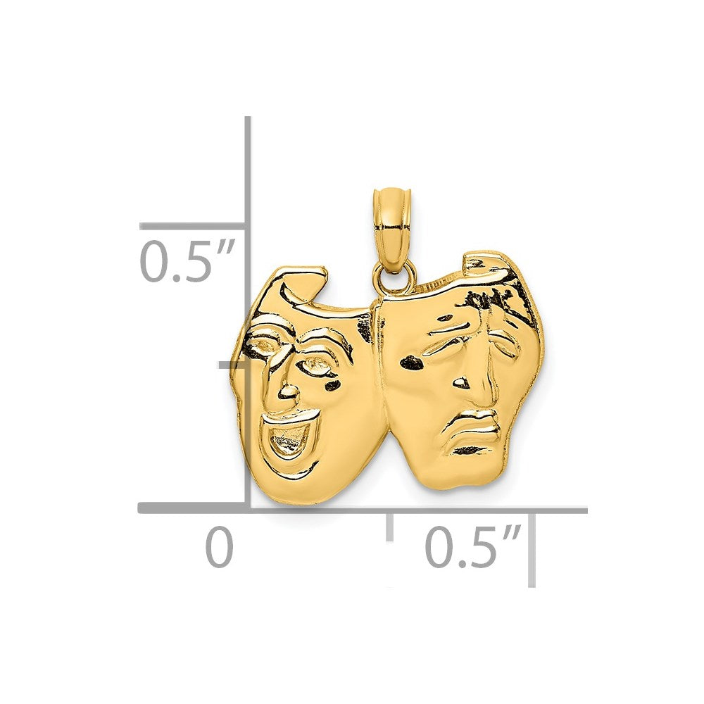 14K Gold Comedy/Tragedy Mask Necklace Charm - Charlie & Co. Jewelry