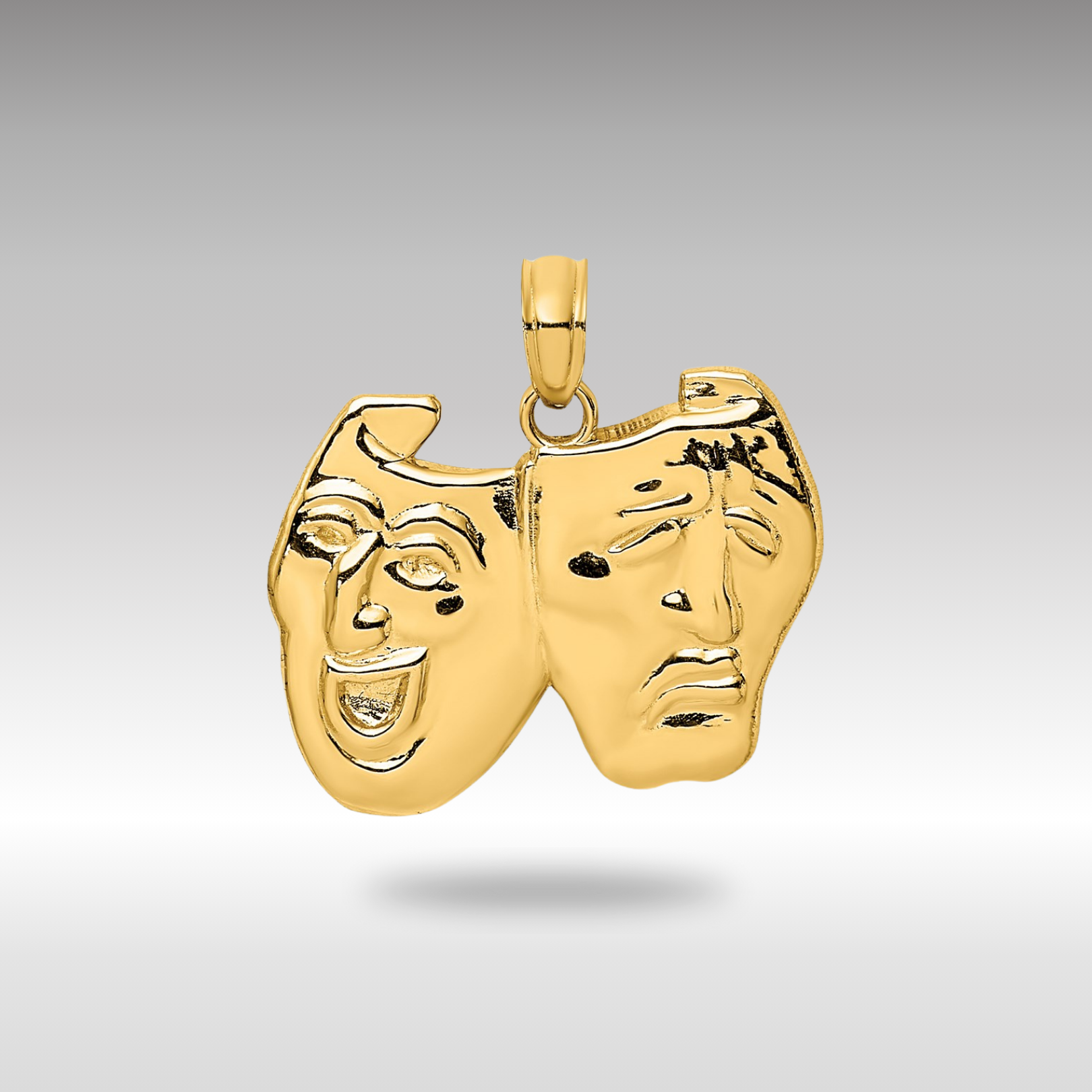 Gold Comedy/Tragedy Mask Necklace Charm - Charlie & Co. Jewelry