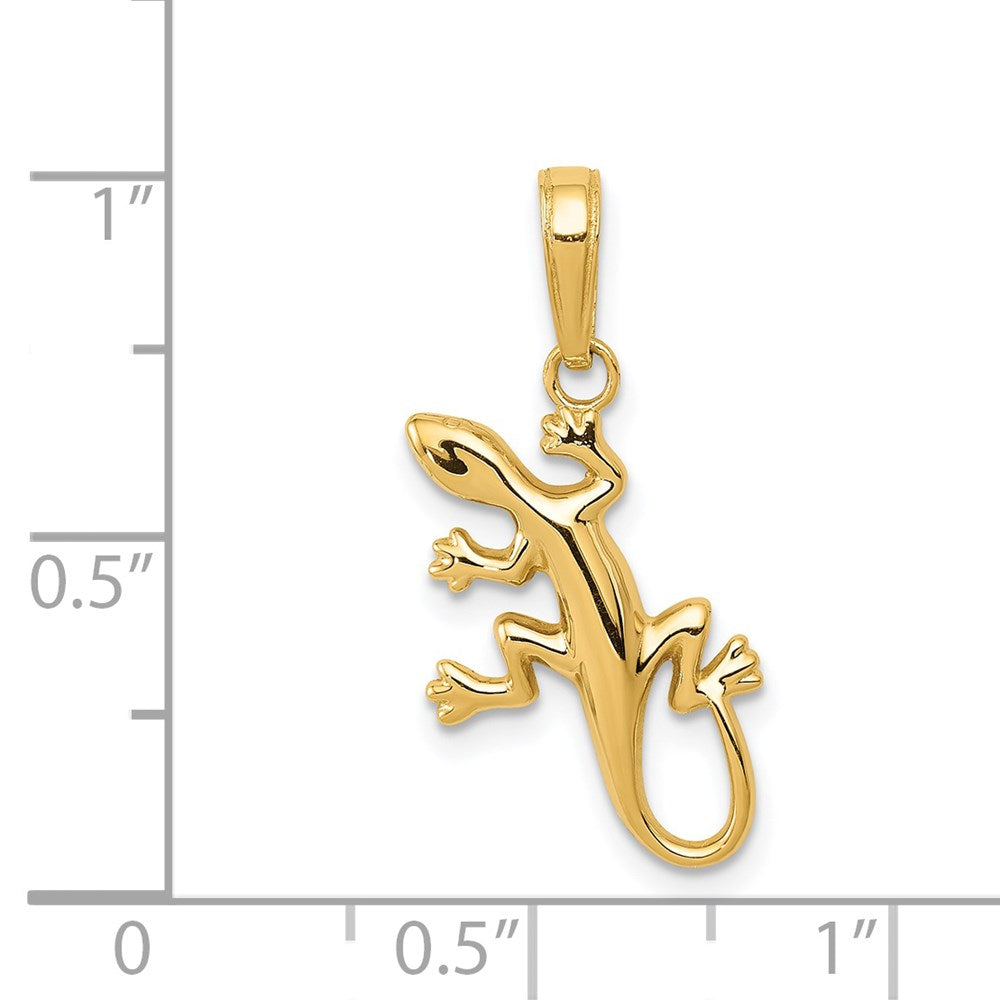 14k Gold Polished Gecko Lizard Pendant - Charlie & Co. Jewelry