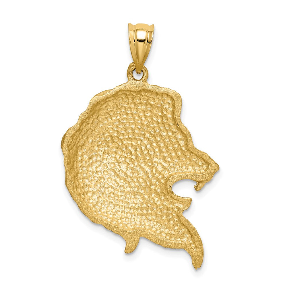 Gold Brushed Diamond-cut Large Lion Head Pendant - Model D4480 - Charlie & Co. Jewelry