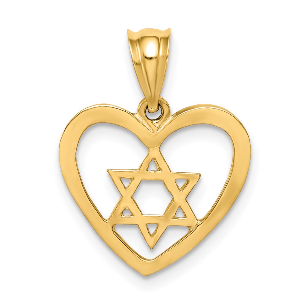 Charlie & Co Jewelry | 14k Polished Star Of David In Heart Pendant - Model D4550