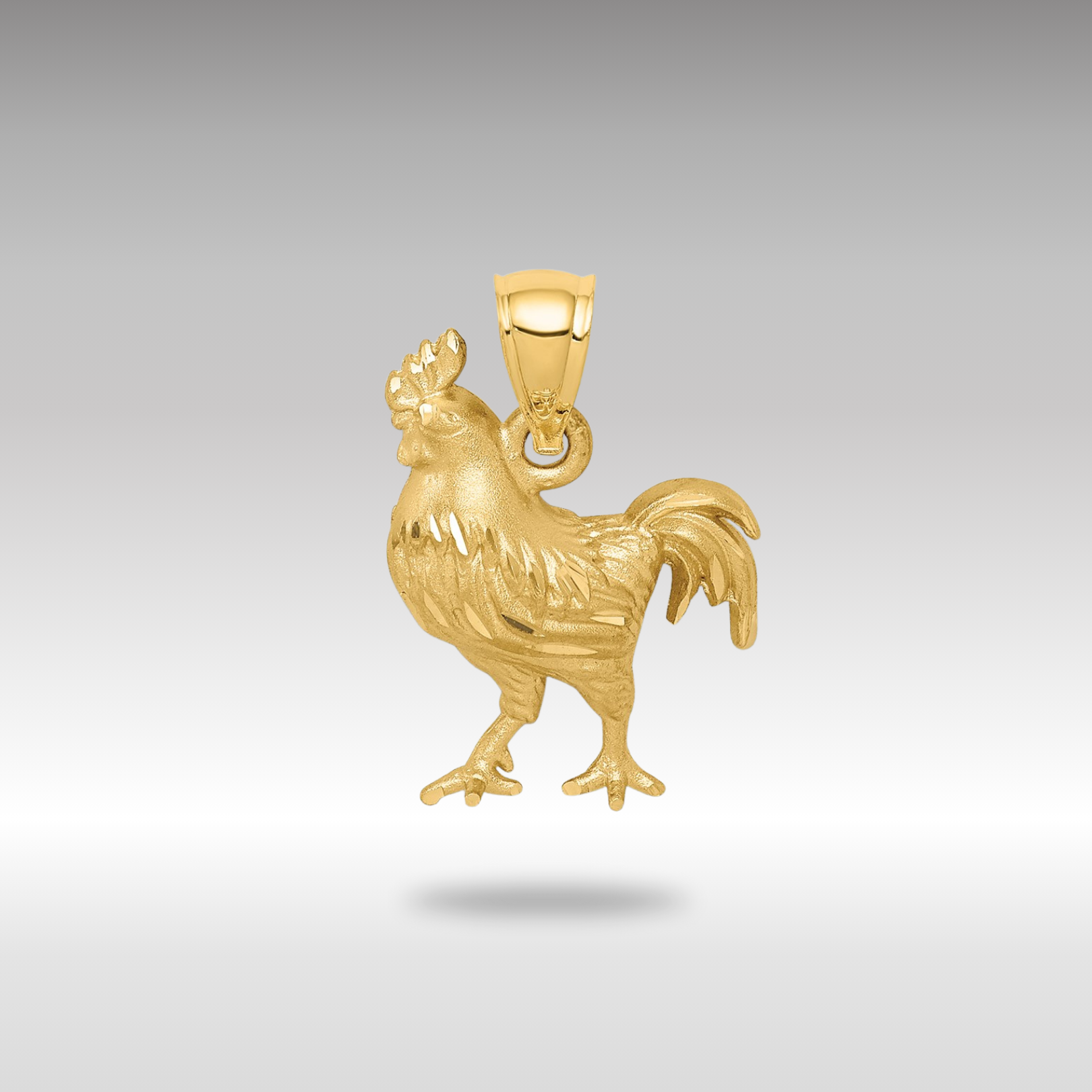 Gold Medium Rooster Necklace Pendant Model-D4592 - Charlie & Co. Jewelry