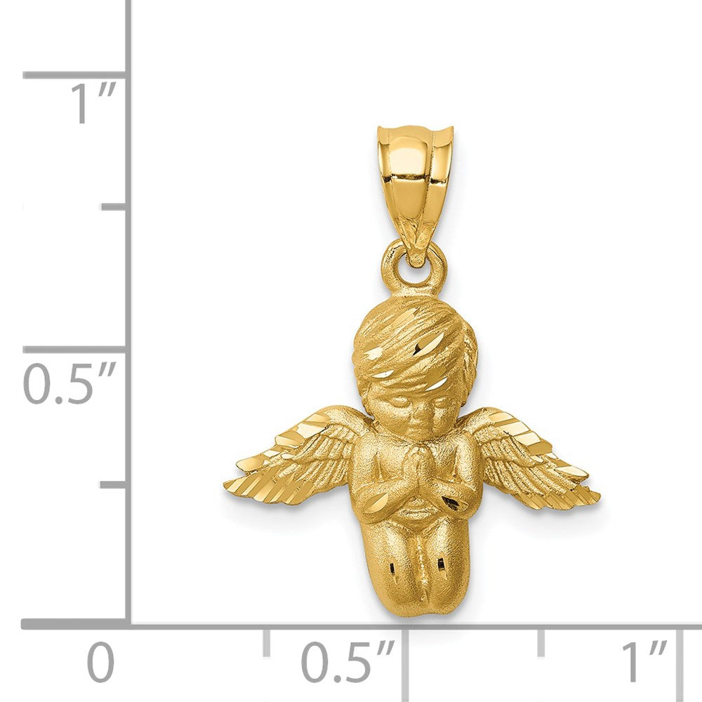 Charlie & Co Jewelry | 14k Brushed & Diamond-cut Angel Pendant - Model D4751