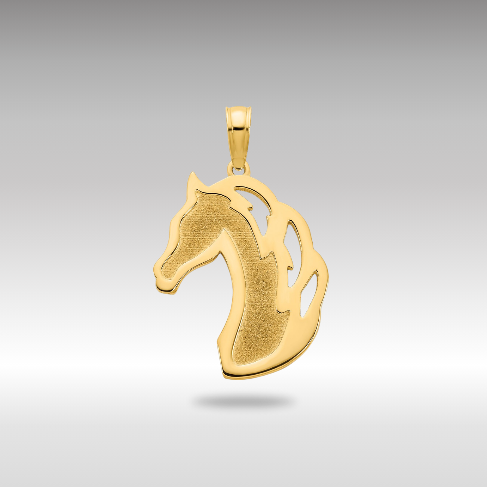 Gold Sandblasted Horse Head Charm Necklace - Model D5056 - Charlie & Co. Jewelry