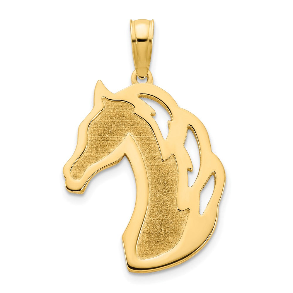 Gold Sandblasted Horse Head Charm Necklace - Model D5056 - Charlie & Co. Jewelry