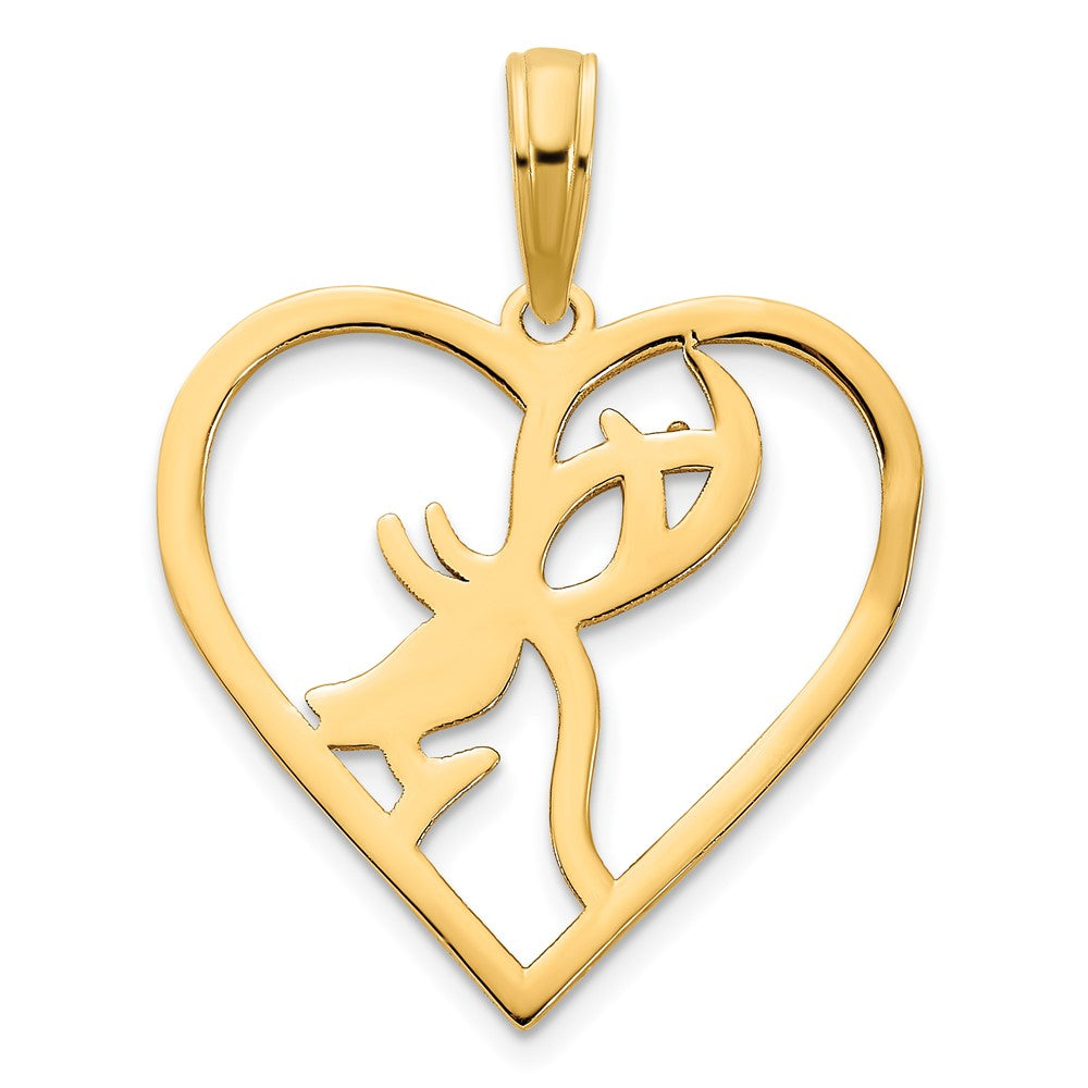 14K Gold Deer in a Heart Necklace Pendant - Charlie & Co. Jewelry