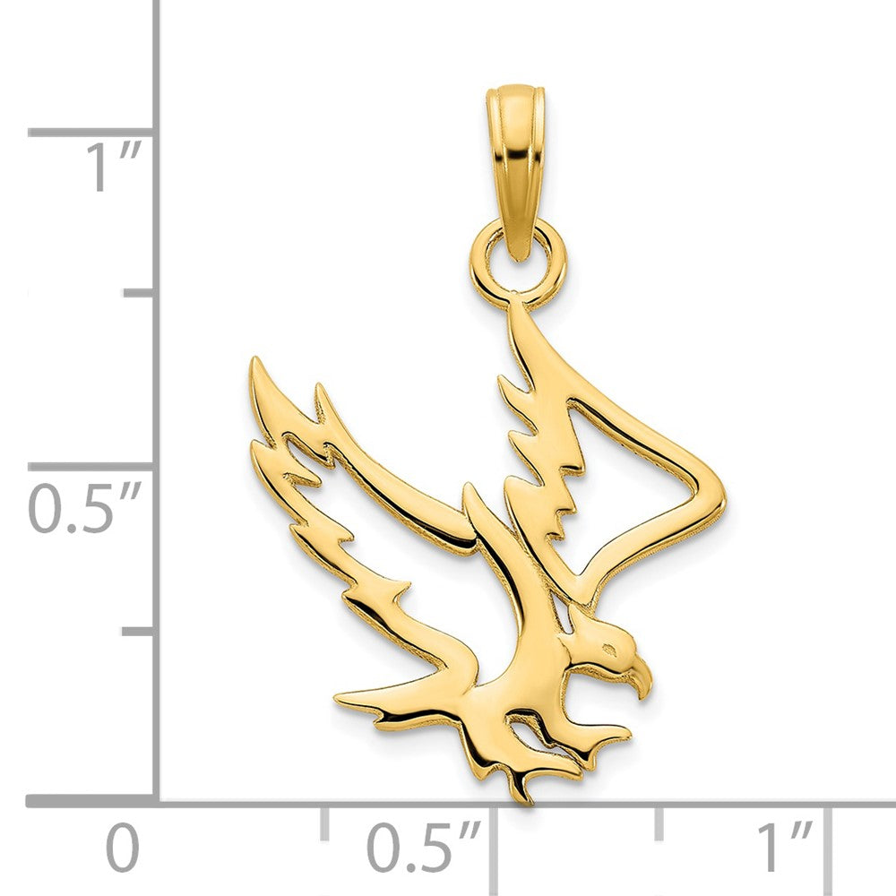 Gold Eagle Cut-Out Pendant Necklace - Model D5070 - Charlie & Co. Jewelry