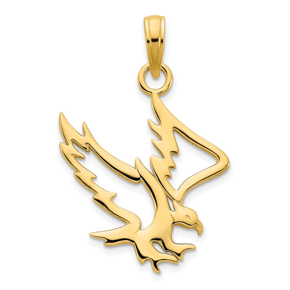 Gold Eagle Cut-Out Pendant Necklace - Model D5070 - Charlie & Co. Jewelry