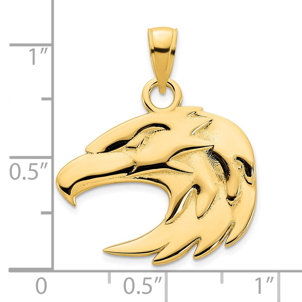 Gold Polished Eagle Head Pendant Necklace - Model D5091 - Charlie & Co. Jewelry