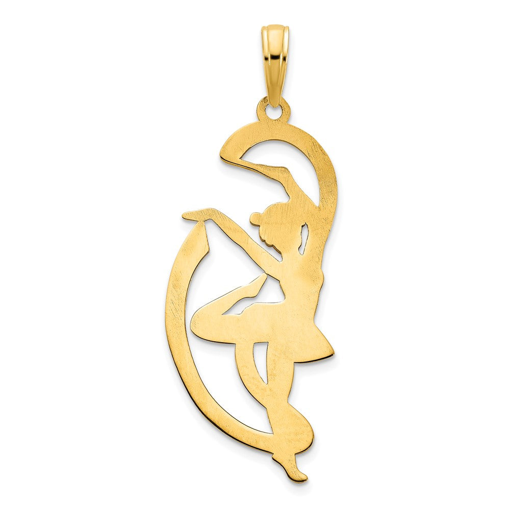 14K Gold Gymnast with Ribbon Necklace Pendant - Charlie & Co. Jewelry