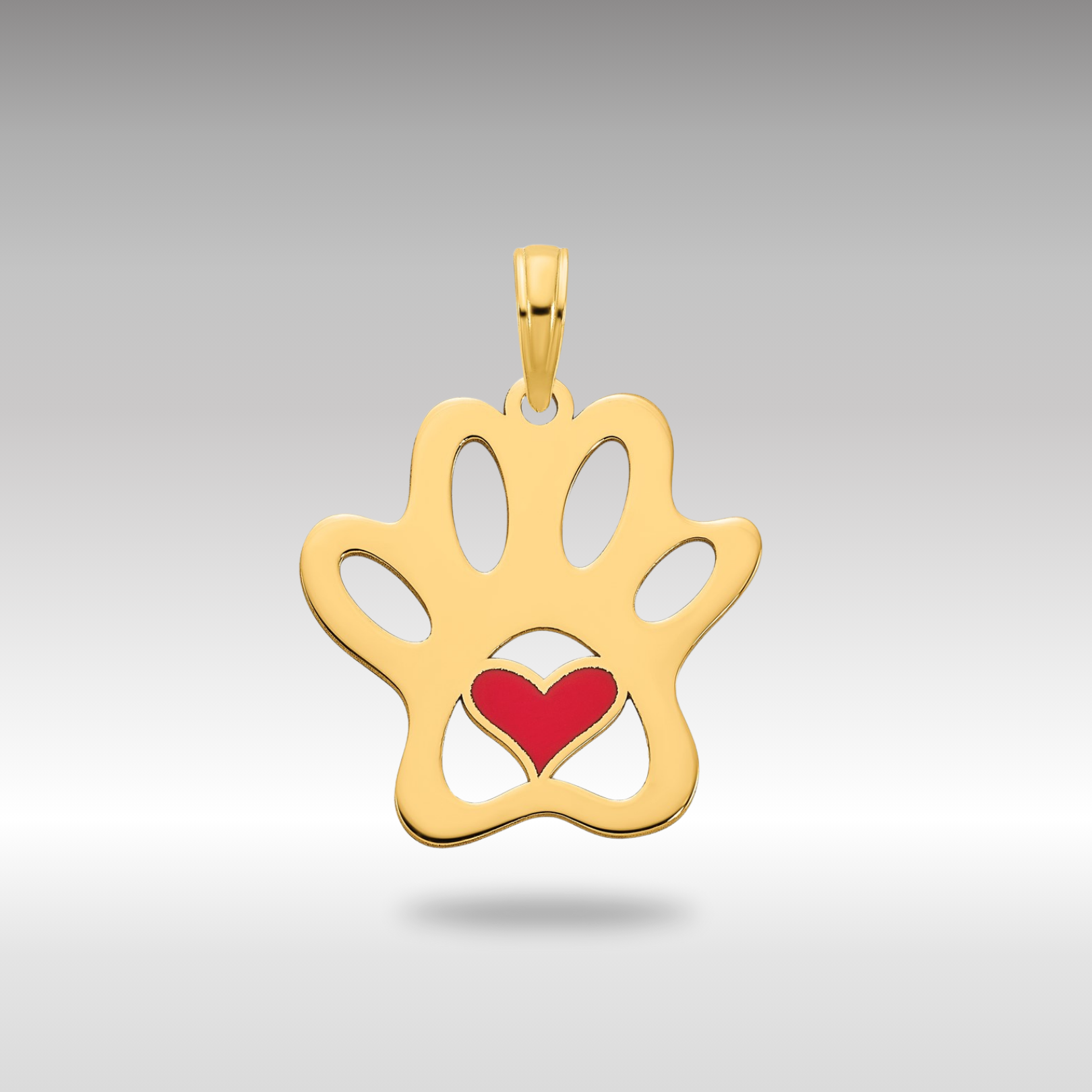 Gold Epoxy Paw Print with Heart Necklace Pendant - Charlie & Co. Jewelry