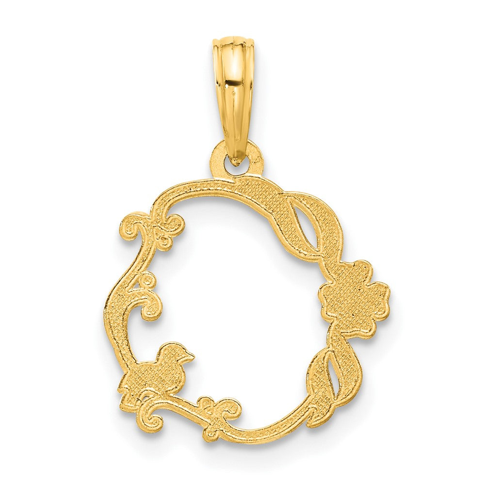 Charlie & Co Jewelry | 14k Polished Floral With Bird Circle Pendant - Model D5335