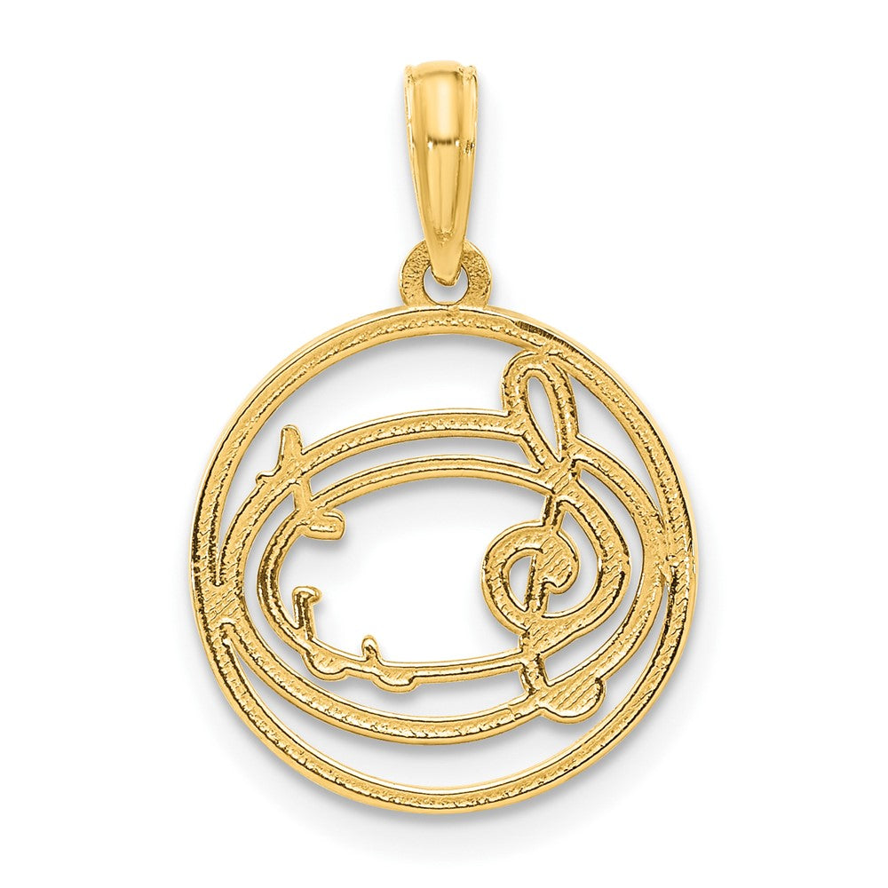 Charlie & Co Jewelry | 14k Polished Music Notes In Circle Pendant - Model D5368
