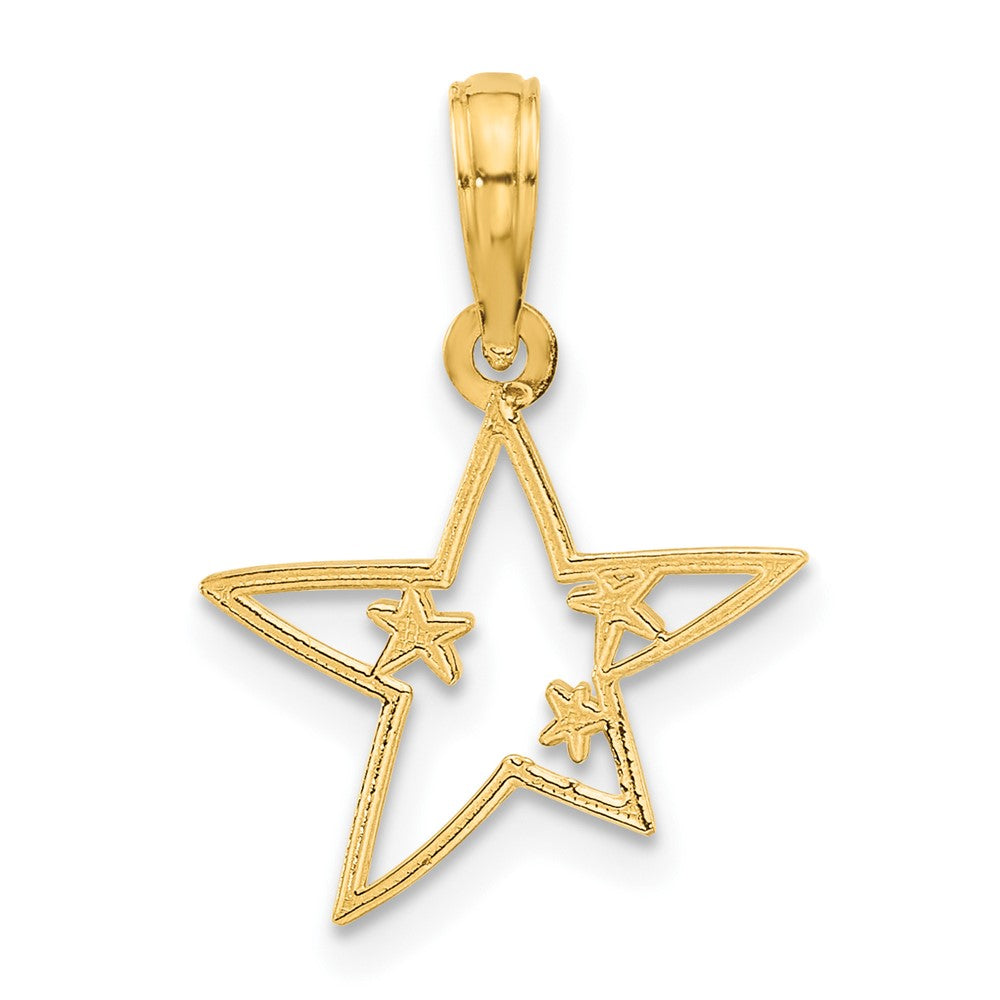 Gold Polished Stars Necklace Charm- Model D5376 - Charlie & Co. Jewelry