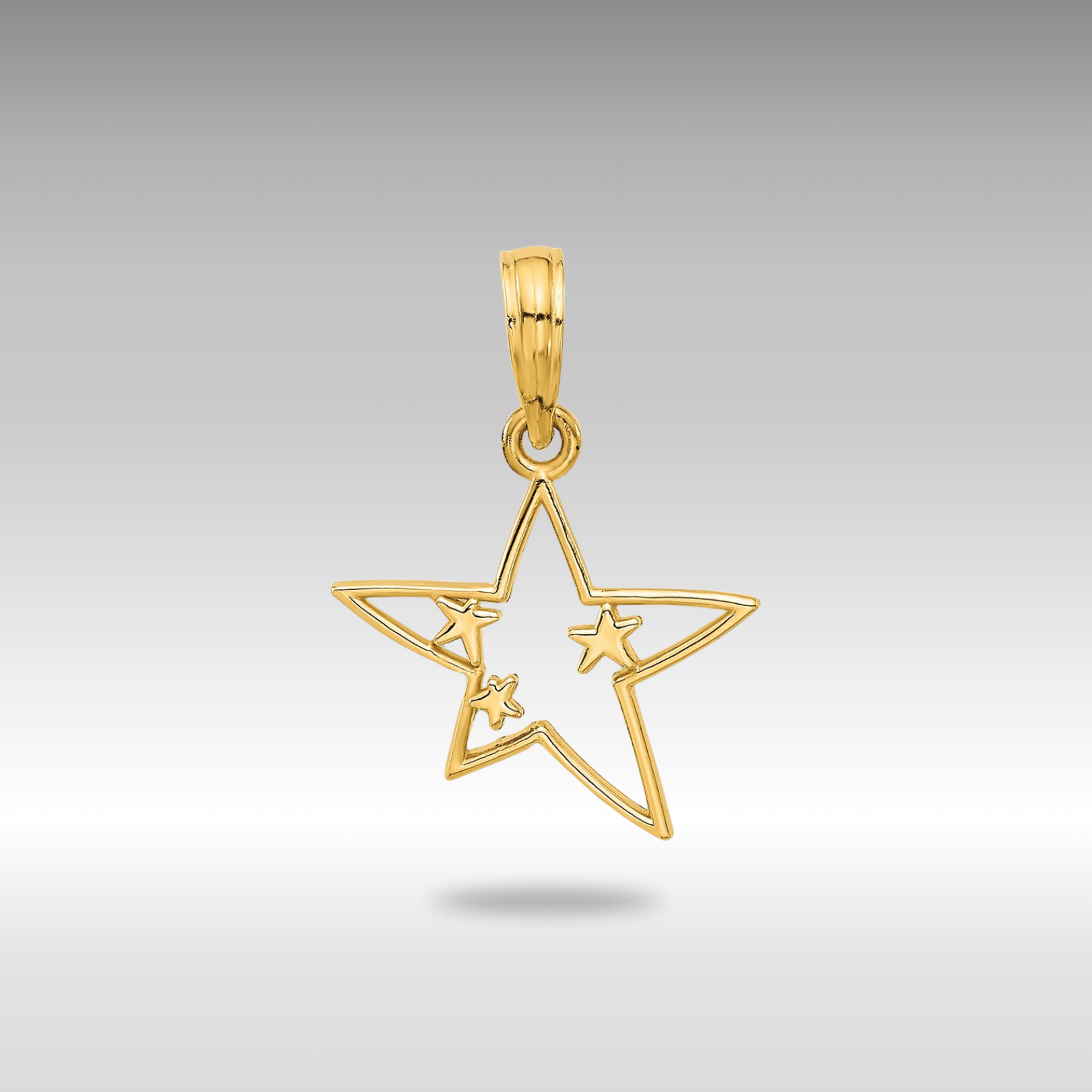 Gold Polished Stars Necklace Charm- Model D5376 - Charlie & Co. Jewelry