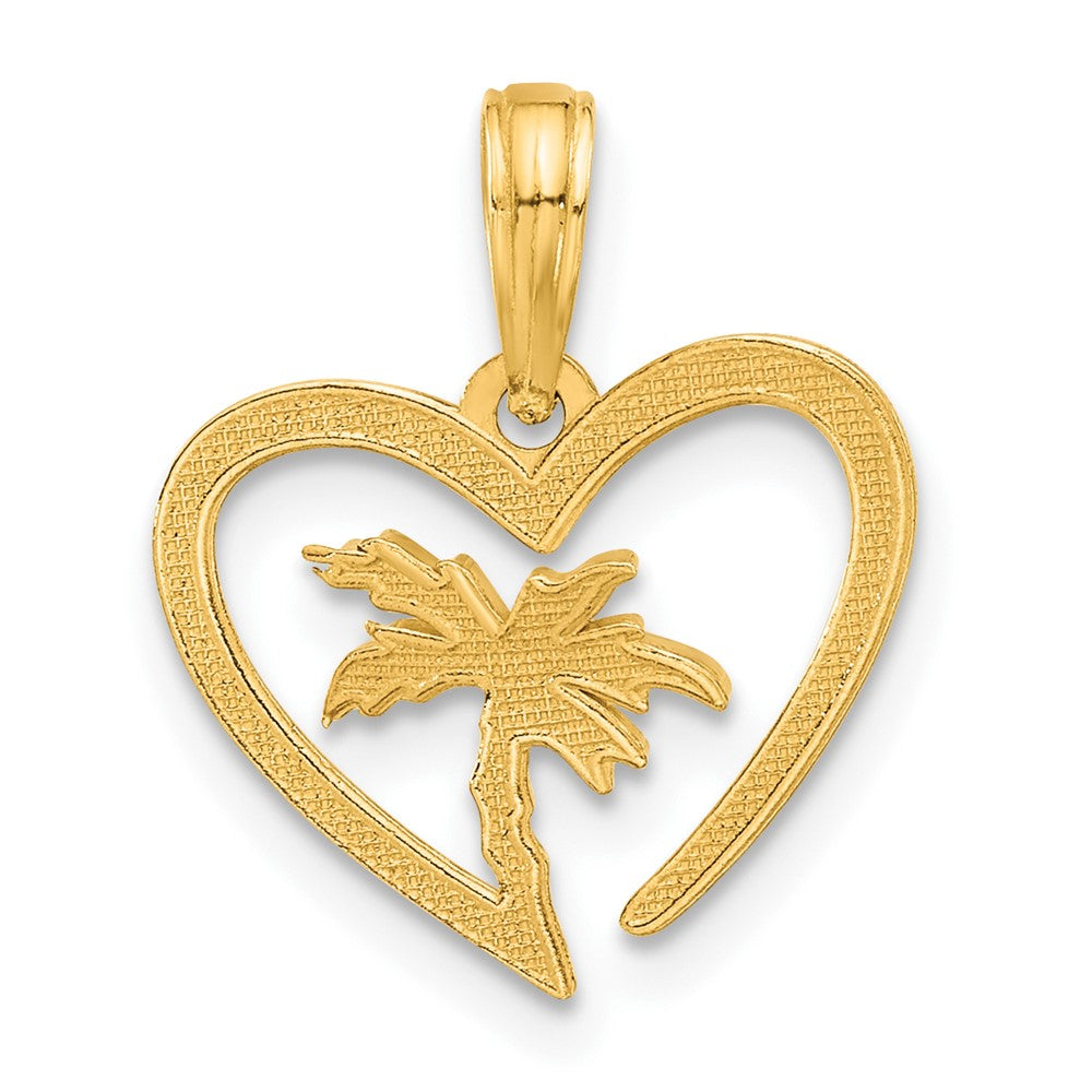 Charlie & Co Jewelry | 14k Polished Palm Tree In Heart Pendant - Model D5404