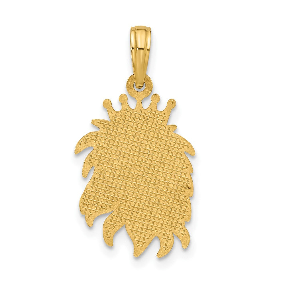 Gold Polished Lion Head with Crown Pendant Model-D5473 - Charlie & Co. Jewelry