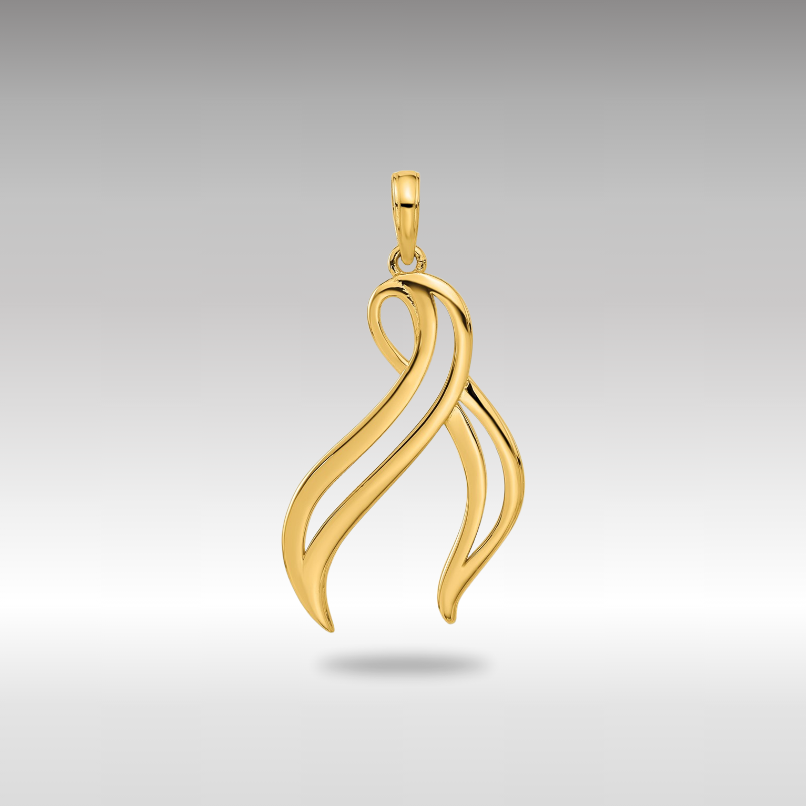 Gold Polished Awareness Ribbon Necklace Pendant - Charlie & Co. Jewelry