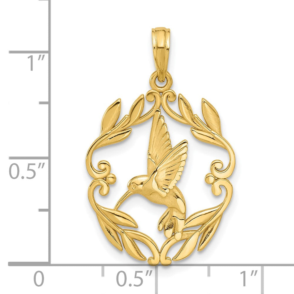 Gold Polished Fancy Hummingbird Charm Necklace - Model D5486 - Charlie & Co. Jewelry