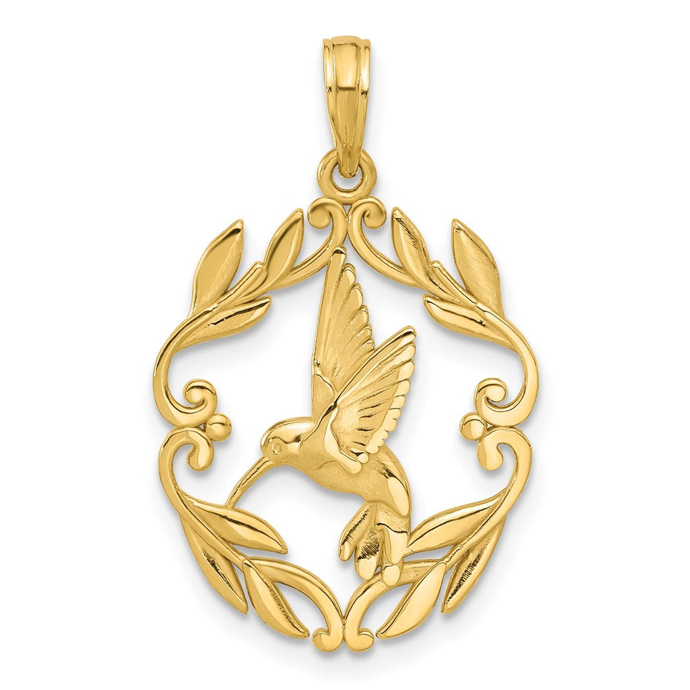 Gold Polished Fancy Hummingbird Charm Necklace - Model D5486 - Charlie & Co. Jewelry