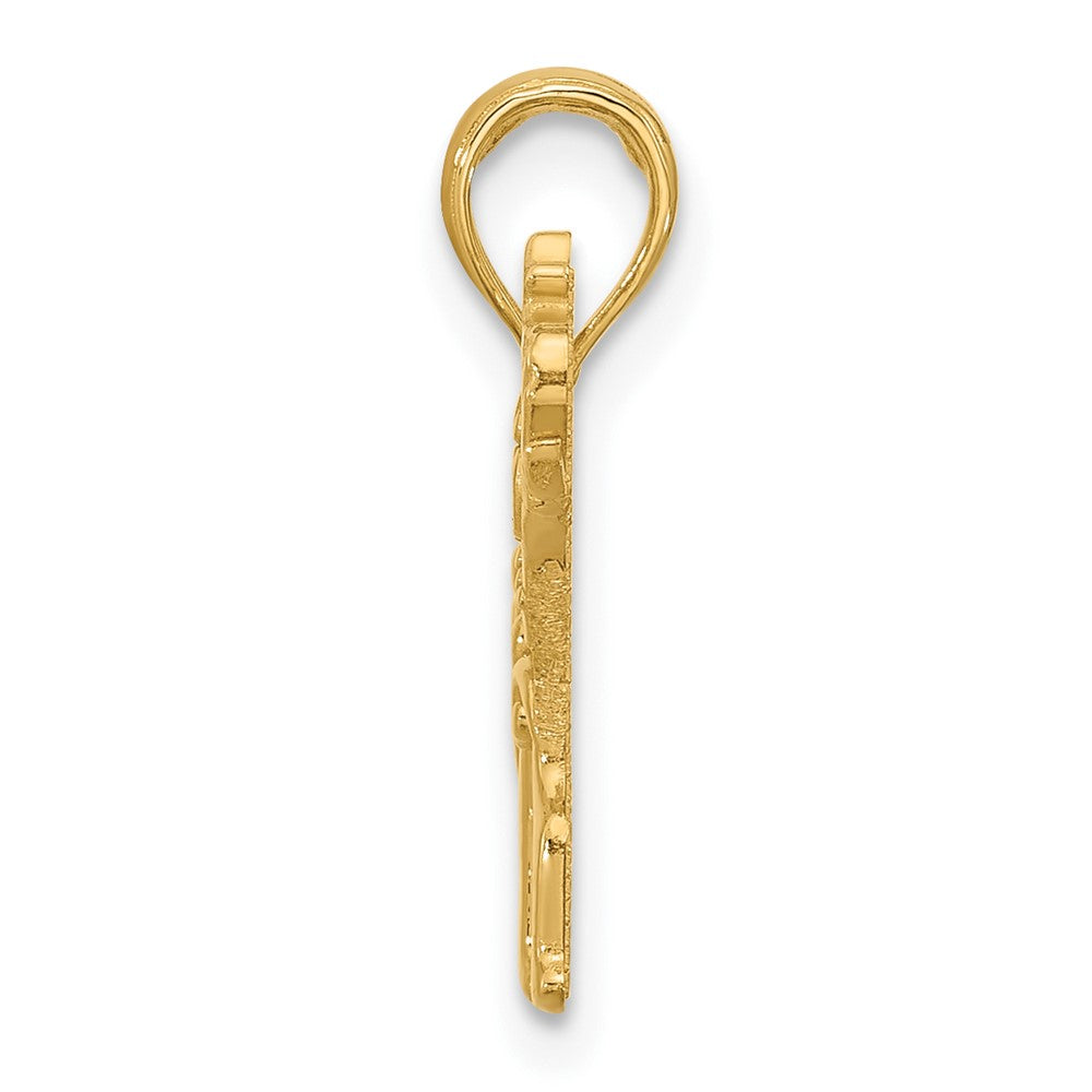 Gold Small Polished Fancy Elephant Charm Necklace - Model D5528 - Charlie & Co. Jewelry