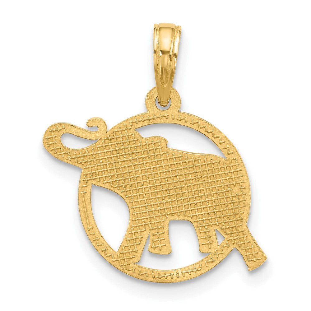 Gold Polished Elephant in Circle Charm Necklace - Model D5529 - Charlie & Co. Jewelry